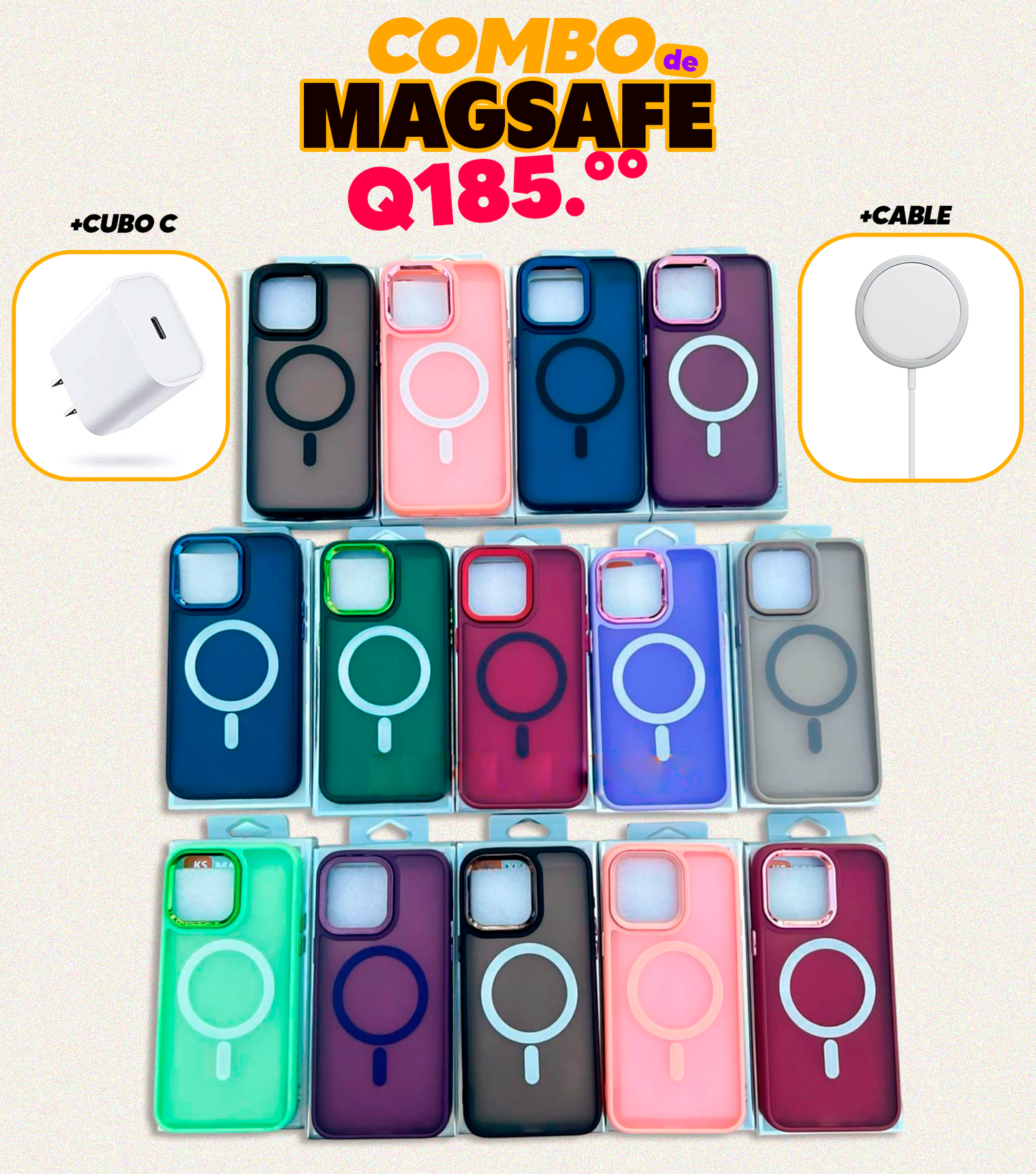 Combo Magsafe iPhone Case+Cable+Cubo