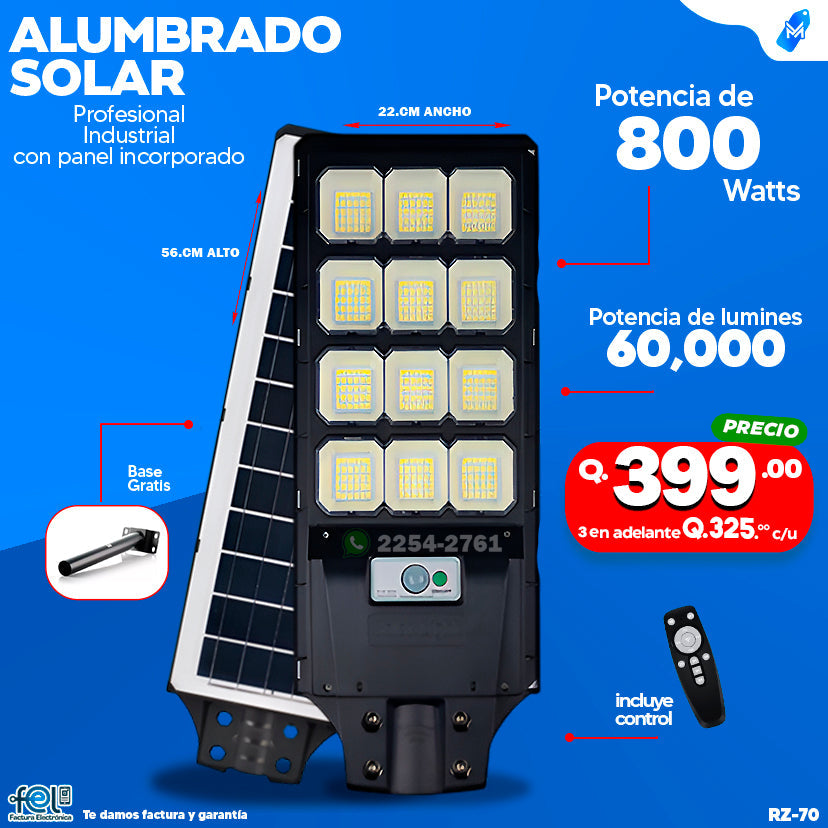 Alumbrado Solar Industrial 800 WATTS 💡🔆