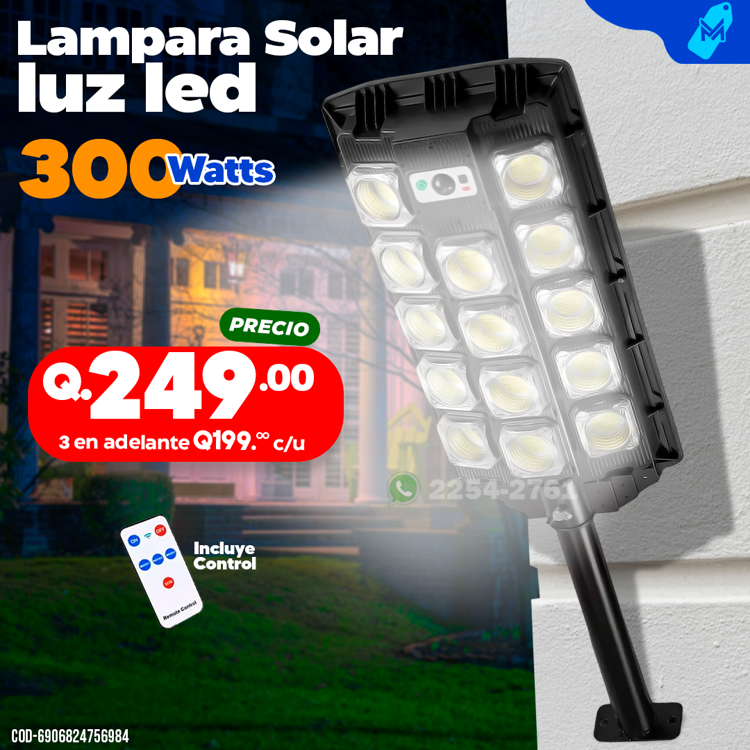Lampara Solar con luz led de 300 watts