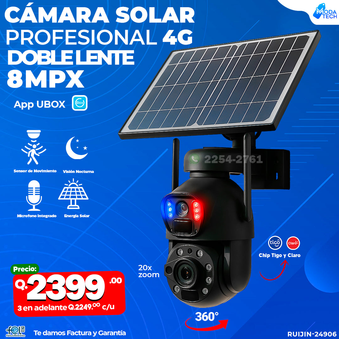 Cámara Solar con chip 4g de 8 megapixeles 🌧️☀️