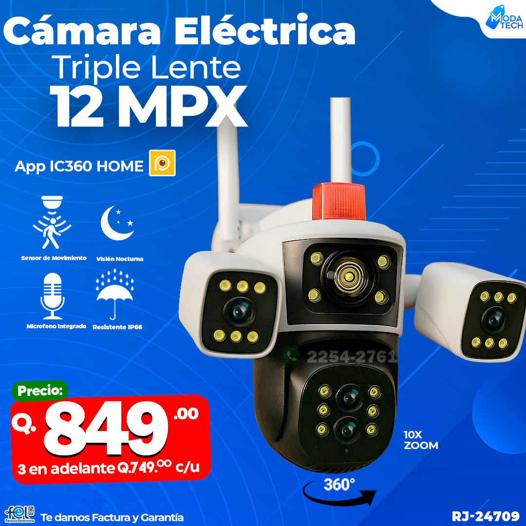 Cámara Wifi Triple Lente Robot 12mpx