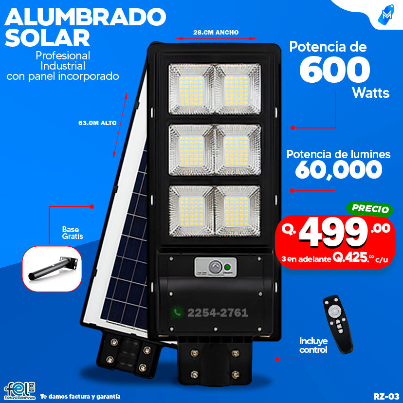 Alumbrado Solar Industrial -600 WATTS 💡🔆