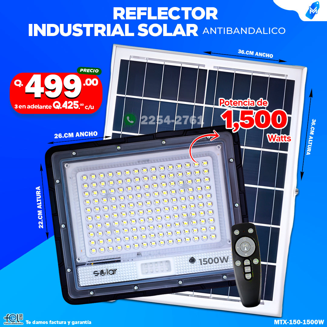 Reflector Industrial Solar Antibandálico de 3,000 -2,000 - 1,500 -1,000 Watts 🔆💪🌞🏡✨