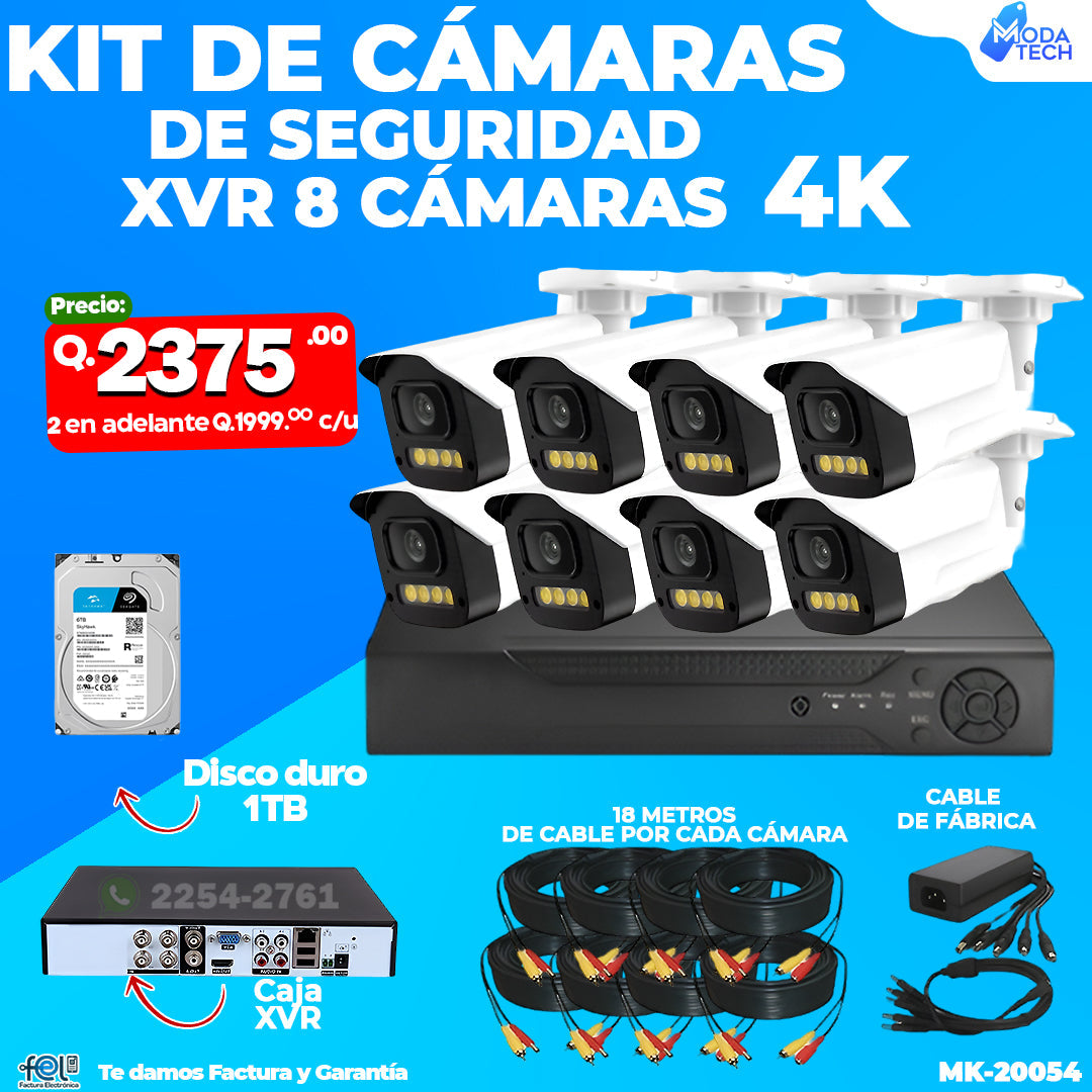 Kit de Cámaras XVR de 8 Cámaras