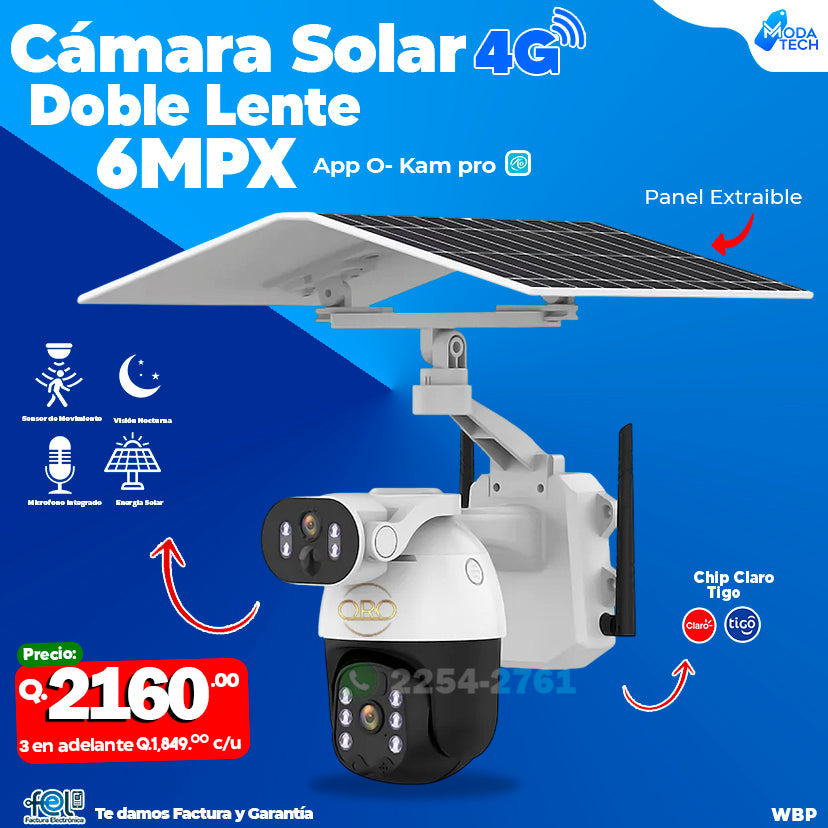 Cámara Solar con chip 4G de 6 megapixeles