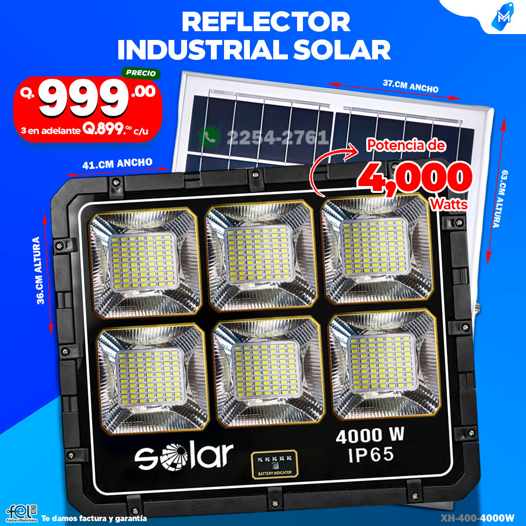 Reflector Industrial Solar de 500- 1000 -1500 -2000 - 3000 -4000 Watts, Resistente 💪🔆🌞✨🔦