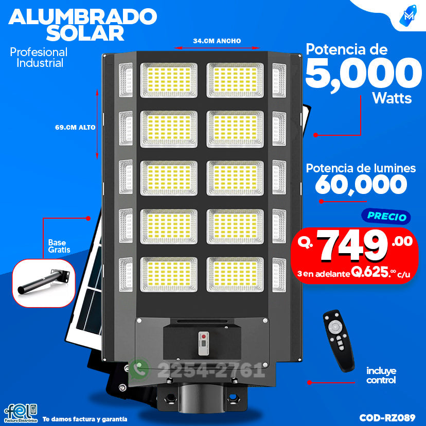 Alumbrado Solar Industrial - 2,400 -5,000- 6,000 WATTS 💡🔆