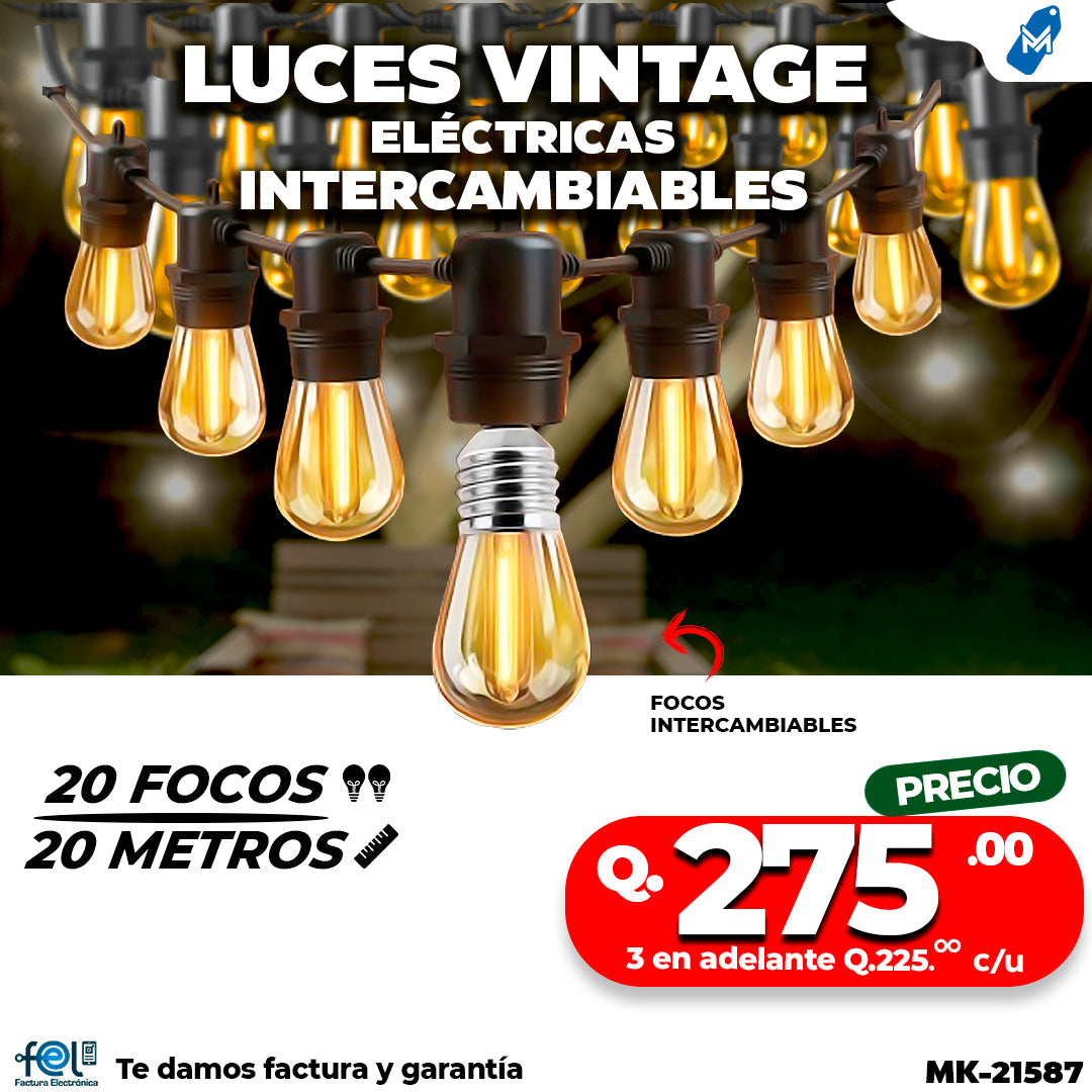 🌌🎍 LUZ VINTAGE DE 20 FOCOS | 20 METROS