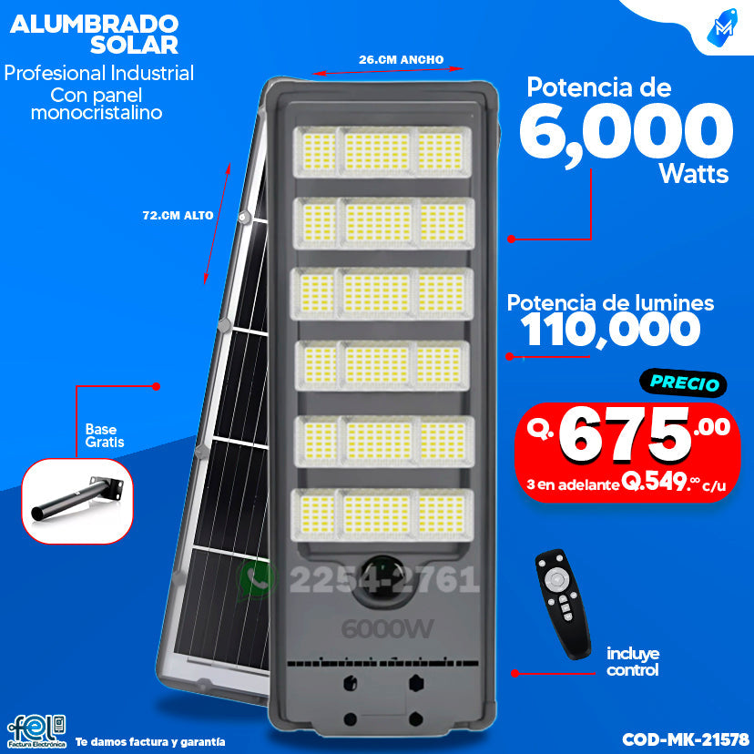 Alumbrado Solar de 6000 Watts ⚡