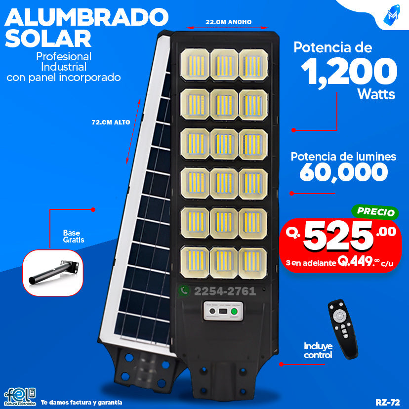 Alumbrado Solar Industrial - 1,200 WATTS 💡🔆