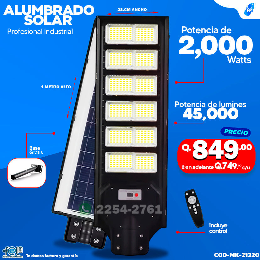 Alumbrado Solar de 2,000 Watts ⚡