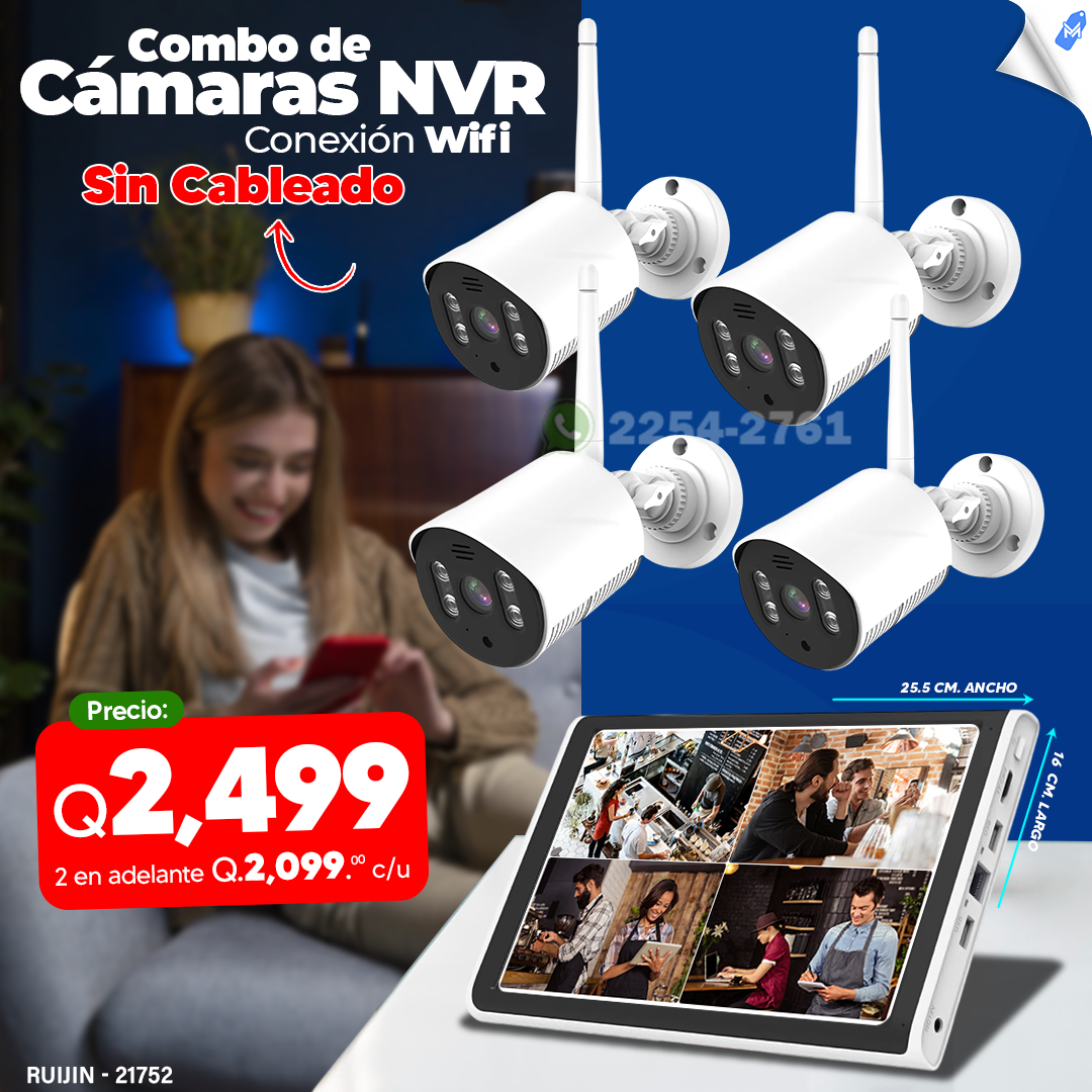 Kit de Cámaras Inalámbricas con NVR tipo bala
