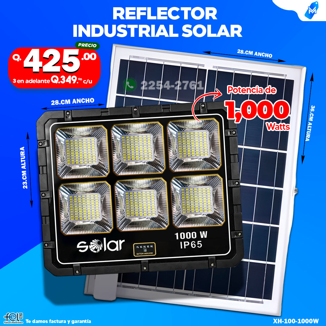 Reflector Industrial Solar de 1,000 Watts, Resistente y Práctico 💪🔆🌞✨🔦