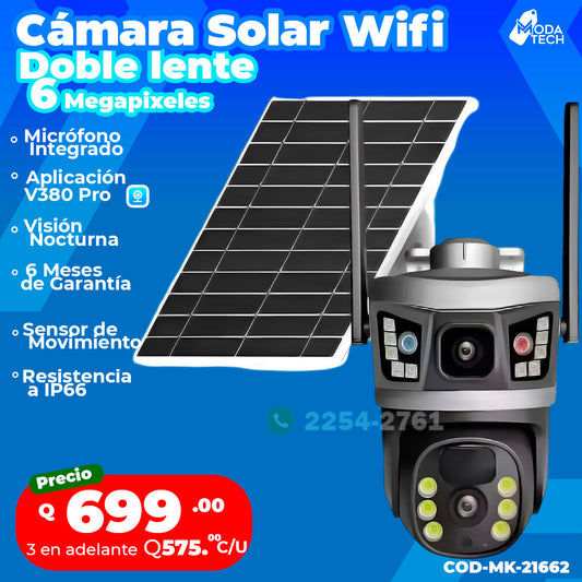 Cámara de Seguridad solar Wifi de 6 Megapixeles