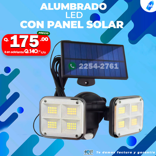 Alumbrado led con panel solar con cable de 5 mt