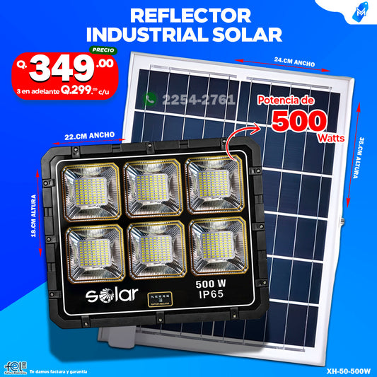 Reflector Industrial Solar de 500 Watts, Resistente y Práctico 💪🔆🌞✨🔦