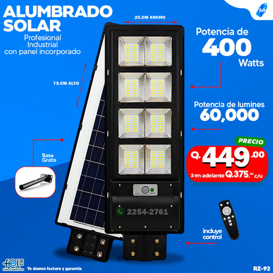 Alumbrado Solar Industrial 400 WATTS 💡🔆