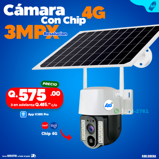 Cámara Solar Con Chip 4G de 3MPX