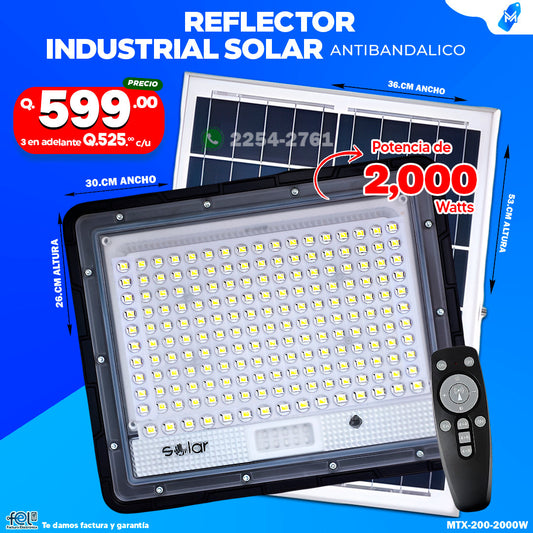 Reflector Industrial Solar Antibandálico de 2,000 Watts 🔆💪🌞🏡✨