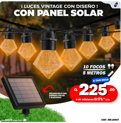 Focos Vintage Solares con Diseño para interiores y exteriores