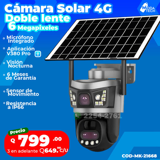 Cámara Solar 4G Doble Lente 6 Megapixeles