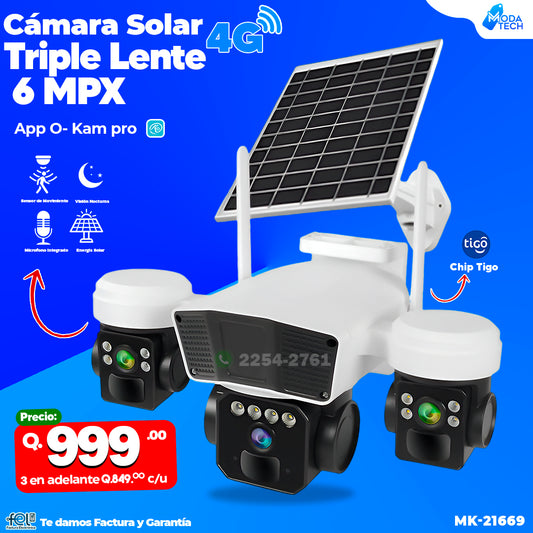 Cámara Solar Triple Lente 6MPX 4G ☀️