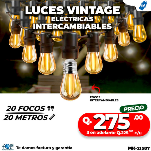 🌌🎍 LUZ VINTAGE DE 20 FOCOS | 20 METROS