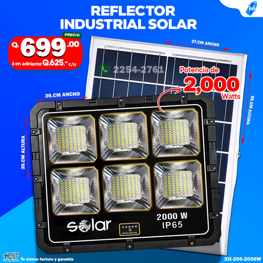 Reflector Industrial Solar de 2,000 Watts, Resistente y Práctico 💪🔆🌞✨🔦