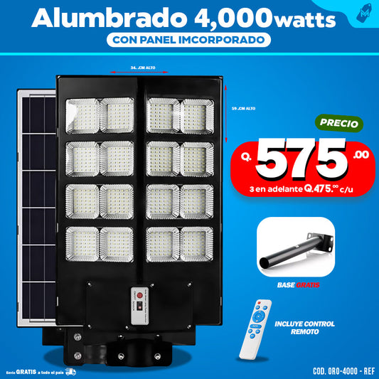 Alumbrados Solares Profesionales Industriales con Panel solar 4,000 Watts