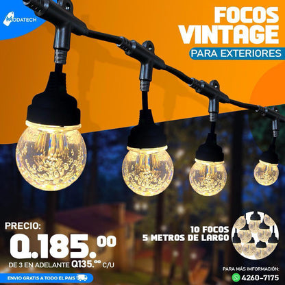 Focos vintage para exterior e interior