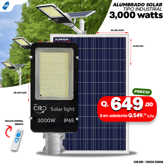 Alumbrados Solares Tipo Industrial de 3000 watts