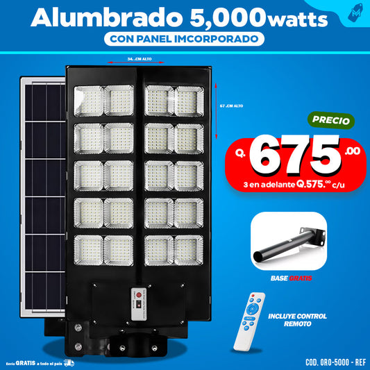 Alumbrados Solares Profesionales Industriales con Panel solar 5,000 Watts