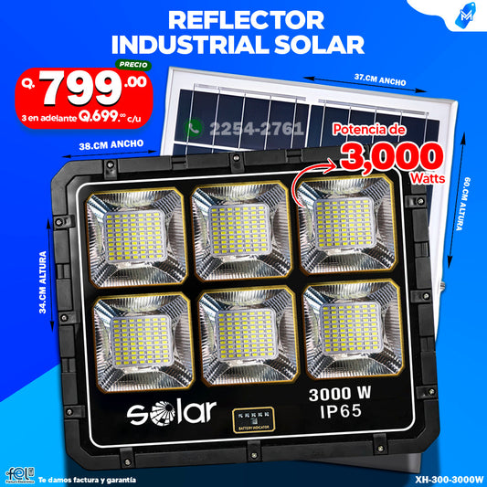 Reflector Industrial Solar de 3,000 Watts, Resistente y Práctico 💪🔆🌞✨🔦