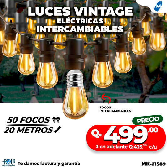 🔥✨ LUZ VINTAGE DE 50 FOCOS | 20 METROS