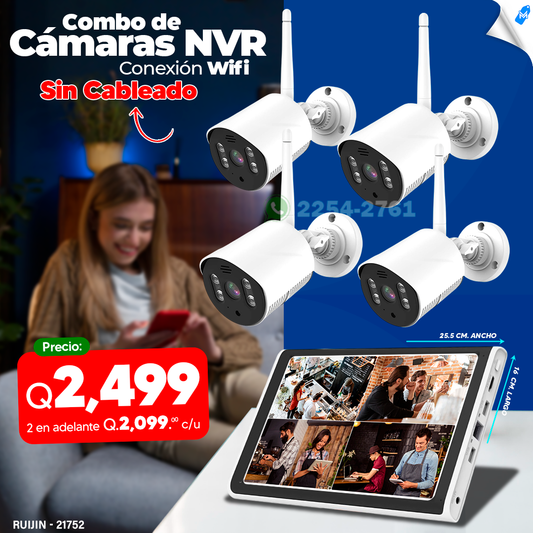 Kit de Cámaras Inalámbricas con NVR tipo bala
