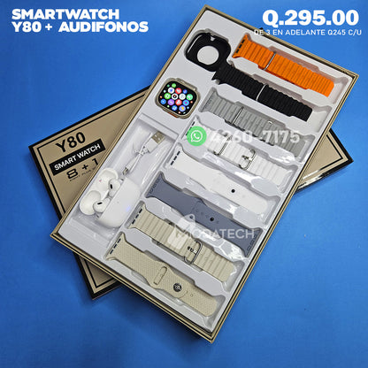 Smartwatch Y80 + Audifonos