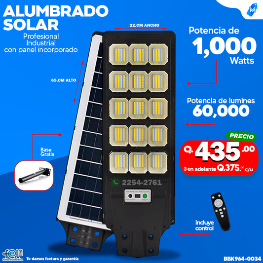 Alumbrado Solar Industrial 1,000  WATTS 💡🔆