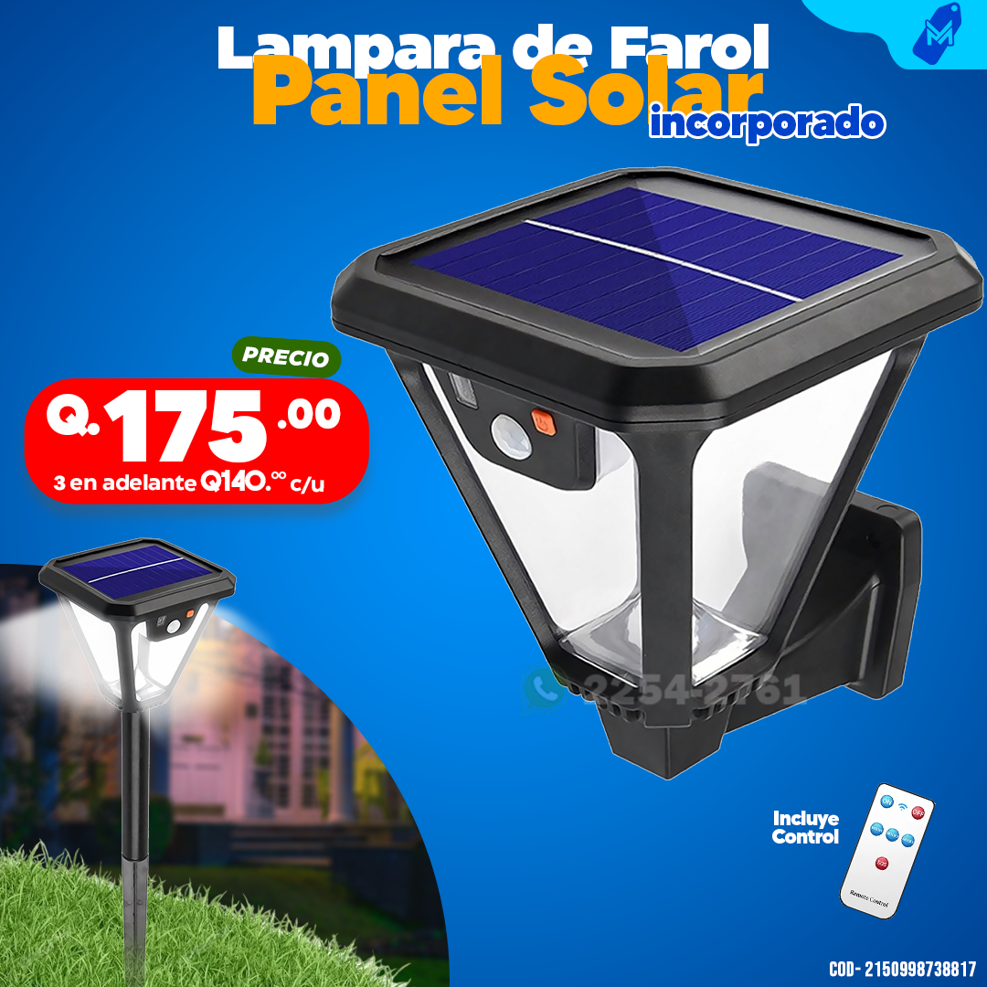 Farol Led con panel solar incorporado