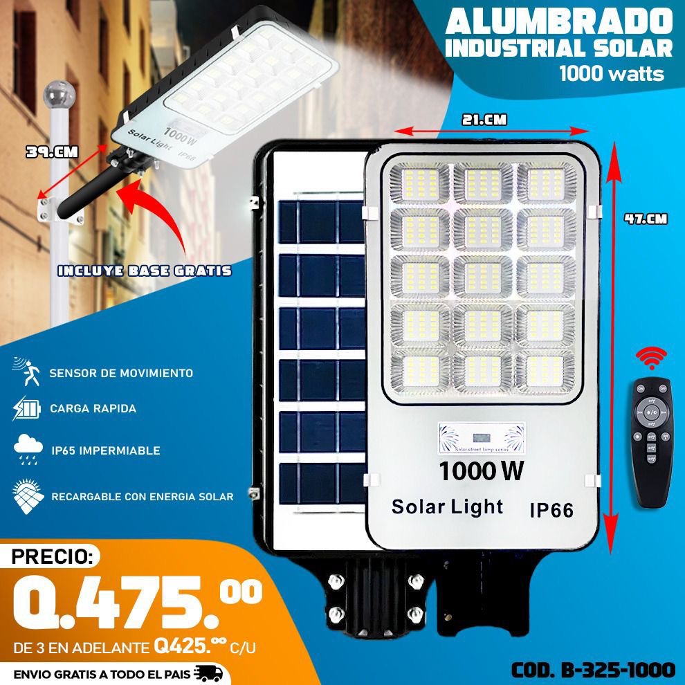 Alumbrado solar industrial 1,000 watts