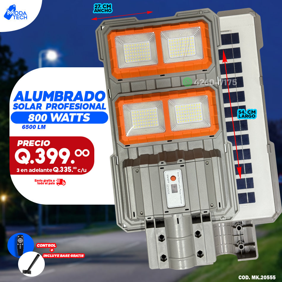 Alumbrado solar profesional de 6500 LM